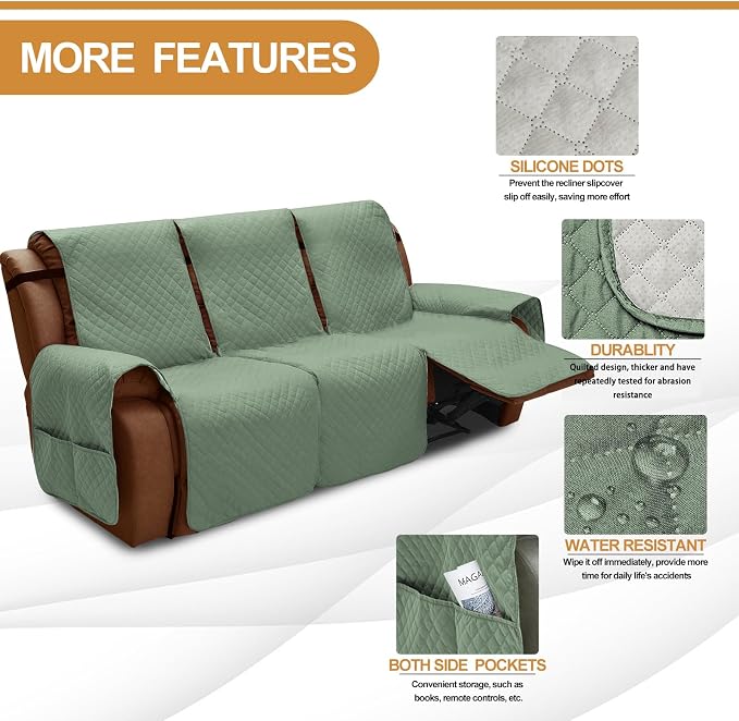 XINEAGE Water Resistant Recliner Cover, 3 seat Recliner Sofa Covers - Image 4