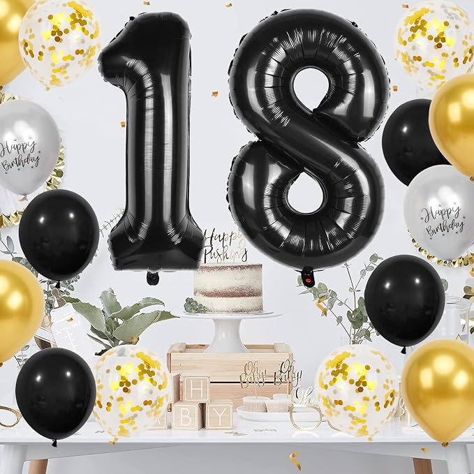 18th Birthday Decorations for Boys, 40 inch 18 Balloon Numbers - Image 8