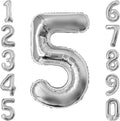 Silver Number 5 Balloon 40 Inch, Sleek Metallic Foil by Unknown