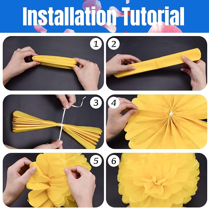 Qimoo 20pcs Sapphire Blue Paper Pom Poms Decorations, DIY Decorative Tissue - Image 3