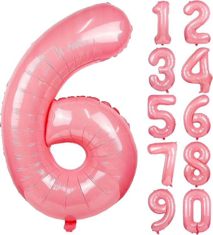 Macaron Pink Number 6 Balloon 40in Large Helium Foil Polyester Film Balloon | by Exquisitehighqualitypartydecorationstomeetyoureveryneed%EF%BC%81