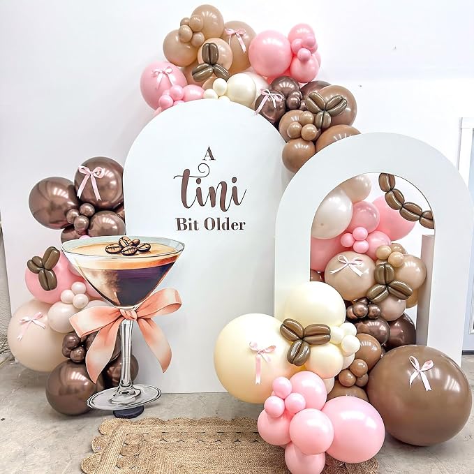 Pink and Brown Balloons, Espresso Martini Party Decorations, Dusty Pastel Pink - Image 3
