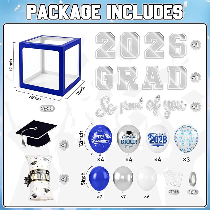 Graduation Decorations Class of 2026-Blue and Silver Graduation Party - Image 2