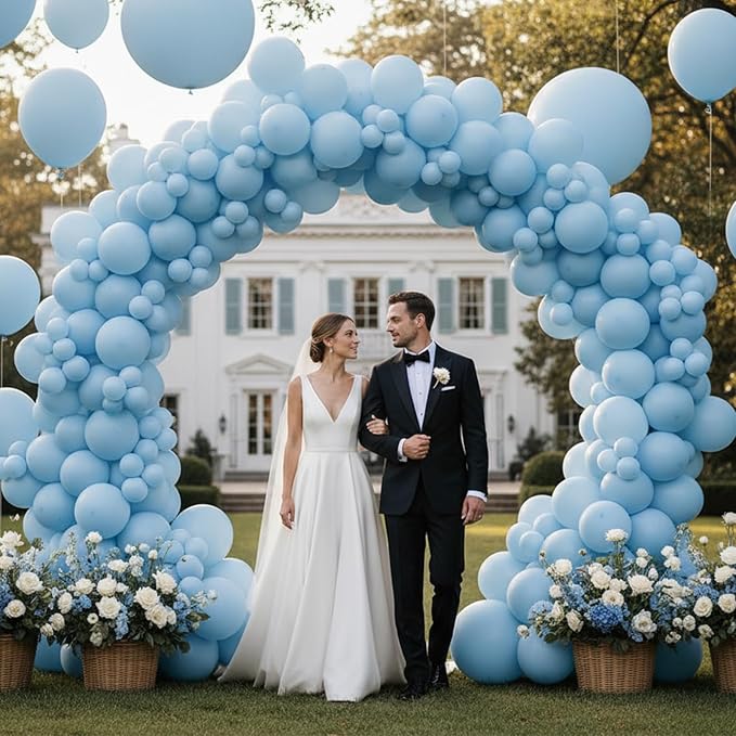 Patimate Light Blue Balloons 100pcs 12 Inch Pastel Blue Latex Balloons | - Image 7