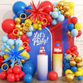 161Pcs Blue Yellow Red and Gold Balloon Garland Arch Kit by Unknown