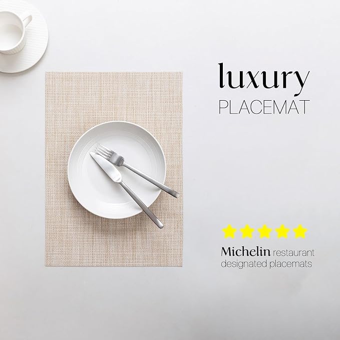 LEXMORE Placemats Set of 12 Vinyl/Plastic Woven Place Mats - Image 2