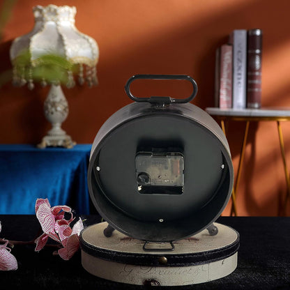 Vintage Desk Clock, 8 Inches Silent Non-Ticking Battery Operated Metal Table Top Clock for Bedroom, Living Room, Office, Shelf Decor (Brown)