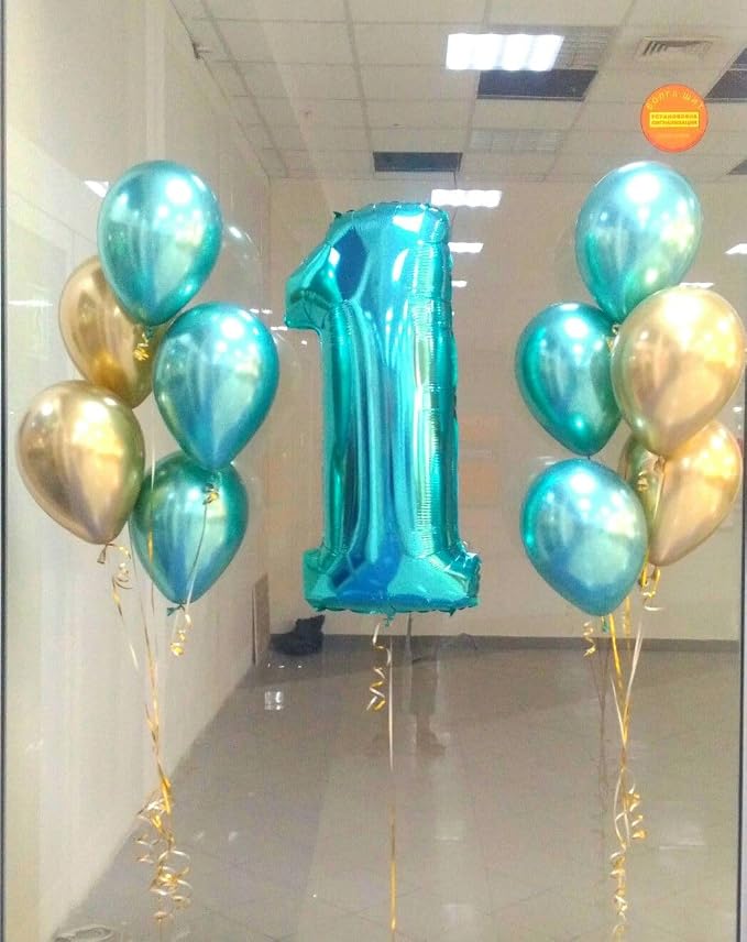 Happy Birthday Balloon 40 Inch Blue-Green 1 Balloon - Image 2