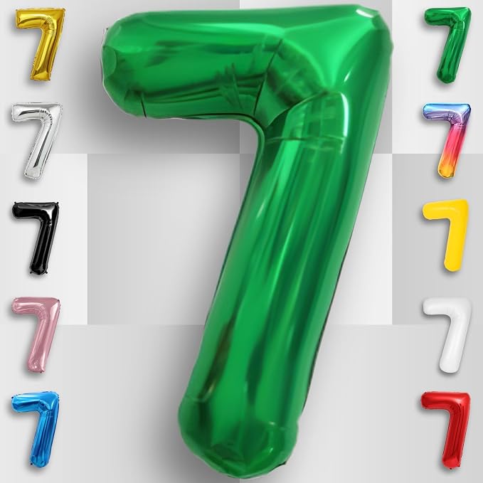 Green Number Balloon 7 Mylar Foil Balloons 32 inch - Image 6