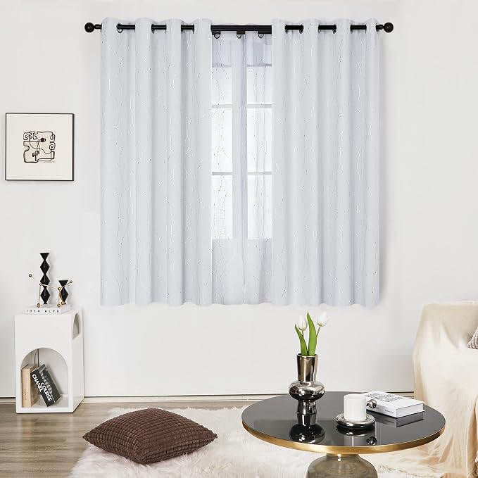 Deconovo Living Room Curtains 63 Inches Long, Thermal Insulated, Room Darkening - Image 2