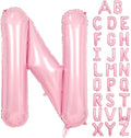 Pink Letter N Balloons, 40 Inch N Letter Balloon Light Pink, A to Z Alphabet by Adorely