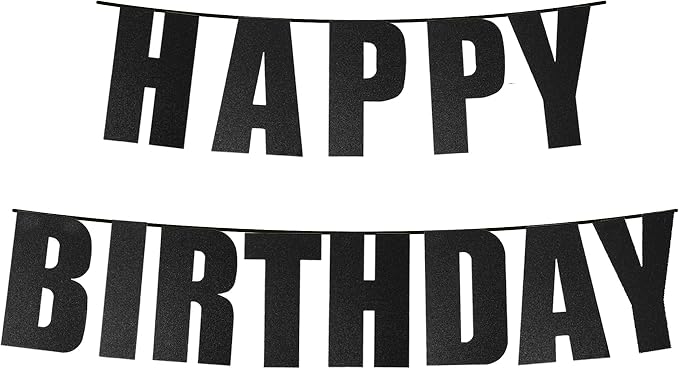 Black Birthday Banner Party Decorations by IEBQ