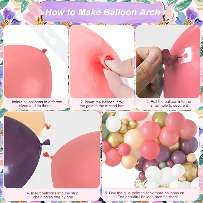 Dusty Green Purple Pink Balloon Arch Kit, Fairy Wildflower Balloon Garland Sage - Image 6