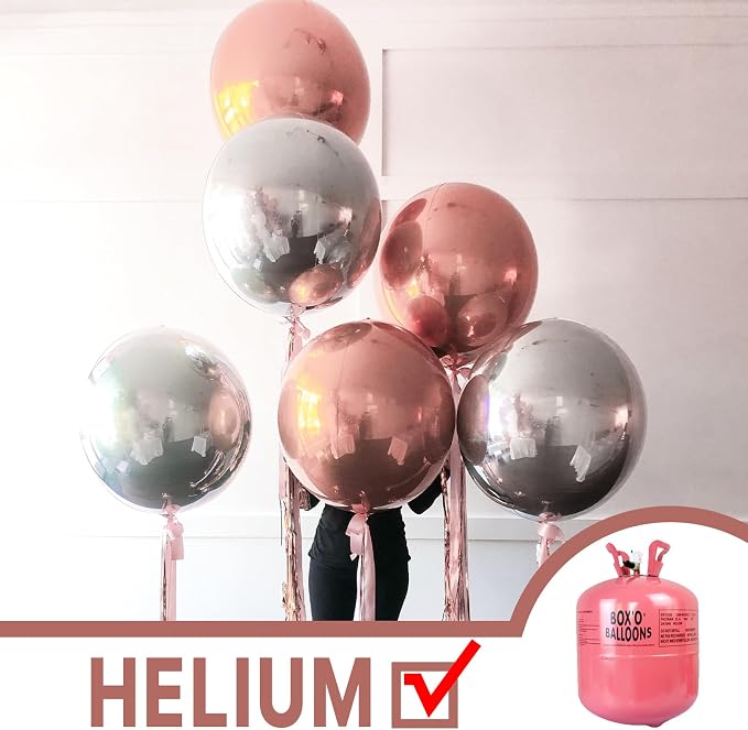 PartyWoo Rose Gold Large Round Giant 4D Jumbo Foil Balloons 6pcs 32 Inch | 32 - Image 3