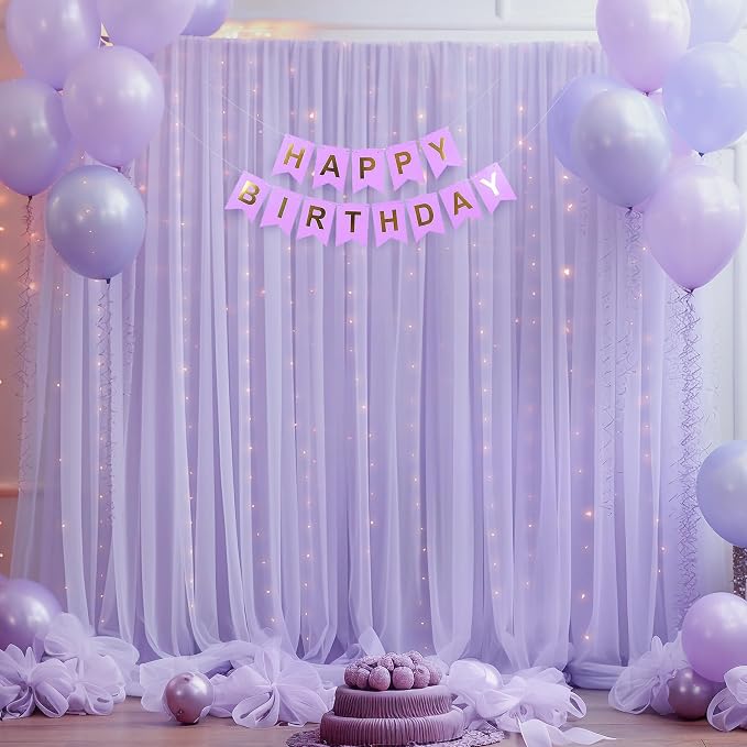 10x10ft Purple Tulle Backdrop Curtain - Image 2