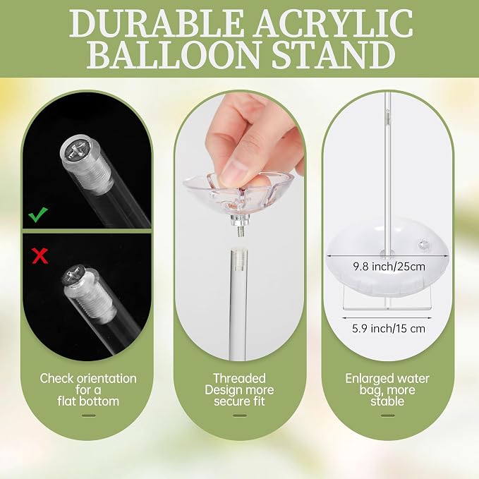 Aneco 6 Pieces Clear Acrylic Balloon Stand Set 23.6 Inches Height Balloon - Image 3