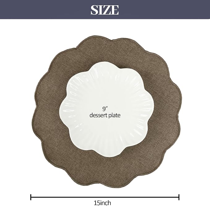AHHFSMEI Round Faux Linen Placemats Set of 6 Heat Resistant Non-Slip Stain - Image 2