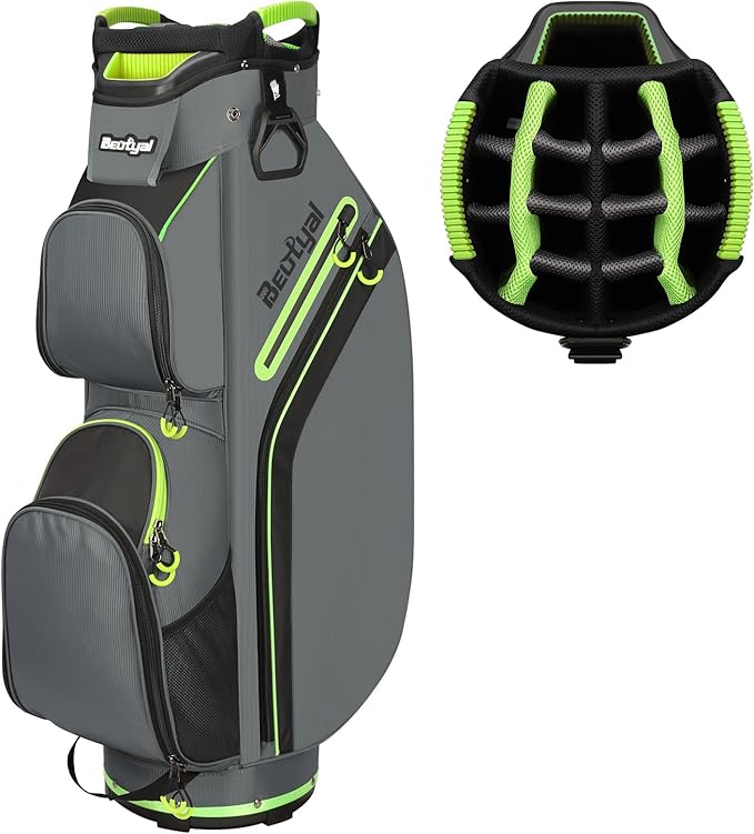 Cart Golf Bag 15 Way Organizer Divider Top Golf Club Bags Lightweight Golf Cart Bags for Men Women with Cooler, Rain Cover