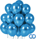 100pcs Metallic Blue Balloons 12 inch Chrome Round Latex | Helium Compatible by ASIYUHY