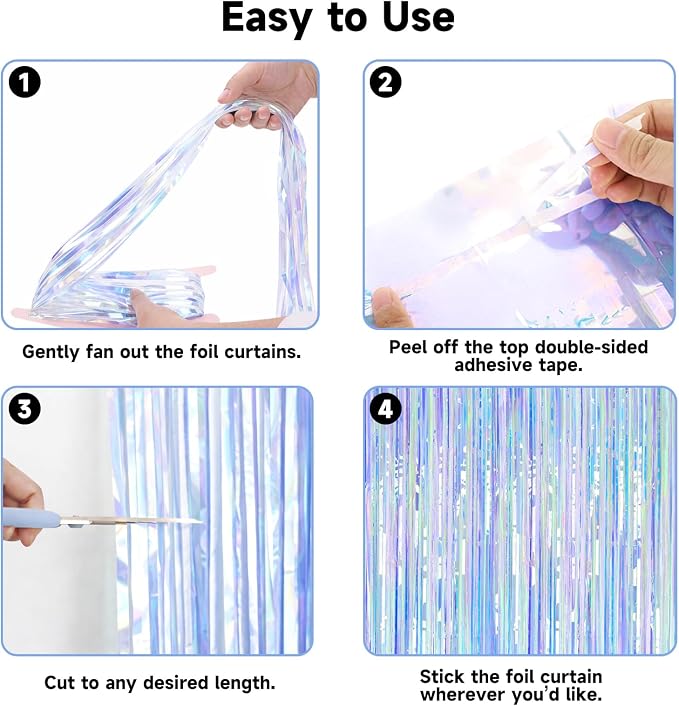 jijAcraft Iridescent Tinsel Foil Fringe Curtain, 3 Pack 3.2x6.5 Feet - Image 3