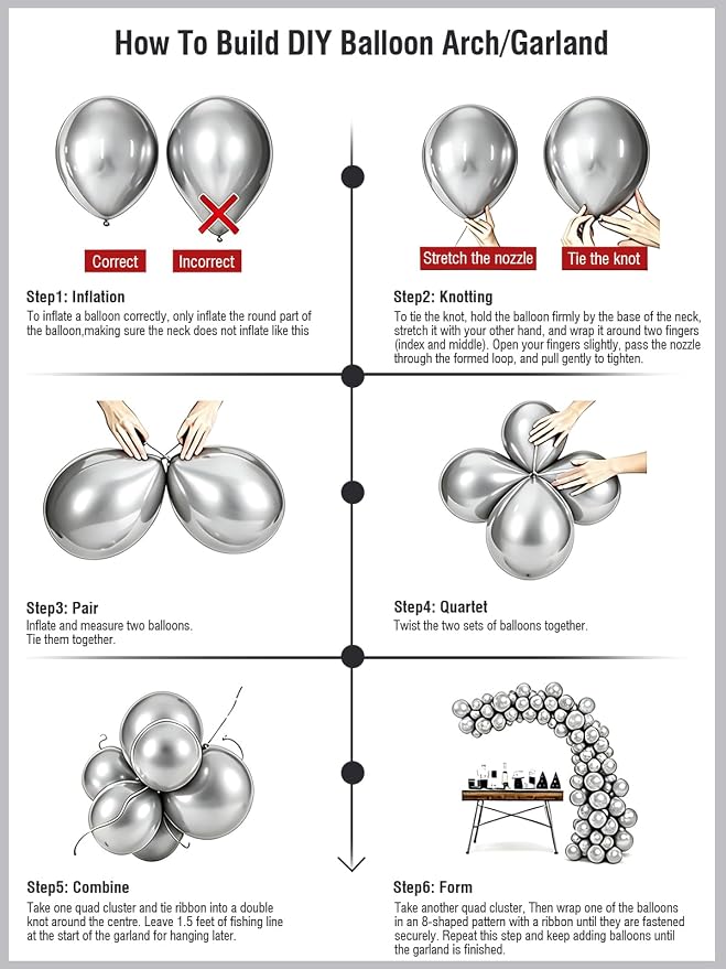 Silver Balloons 12 Inch 60 Pcs Metallic Silver Latex Balloons - Image 6