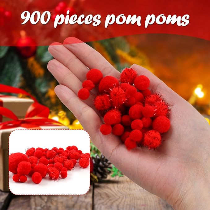 900 PCS Pom Poms, Soft and Fluffy Craft Pom Poms, - Image 5
