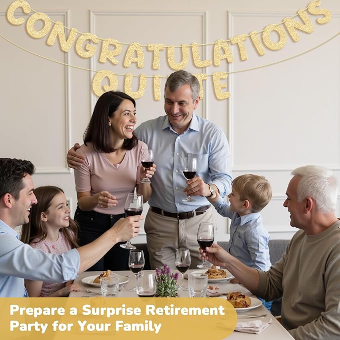 GAGAKU Pre Strung Congratulations Quitter Glitter Banner Funny Retirement - Image 7