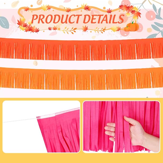 JarThenaAMCS 6Pcs Summer Party Decoration Pink Orange Hanging Fringe Tassel - Image 3