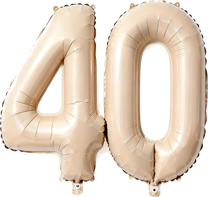 Beige Number 40 Balloons 40 Inch Giant Beige 40 Foil Mylar Balloons by COLORFULELVES