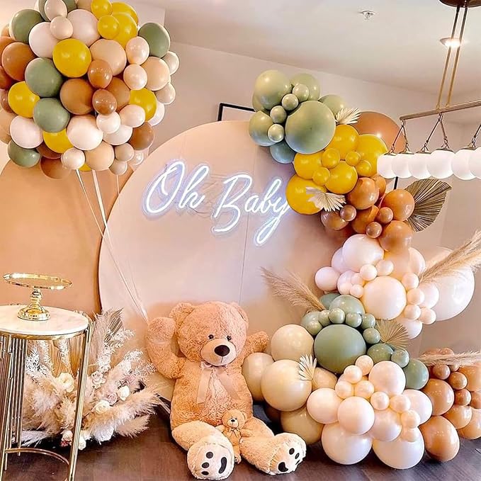 Sage Green Brown Yellow Balloon Arch Kit, Party Decor. | Mustard yellow - Image 5