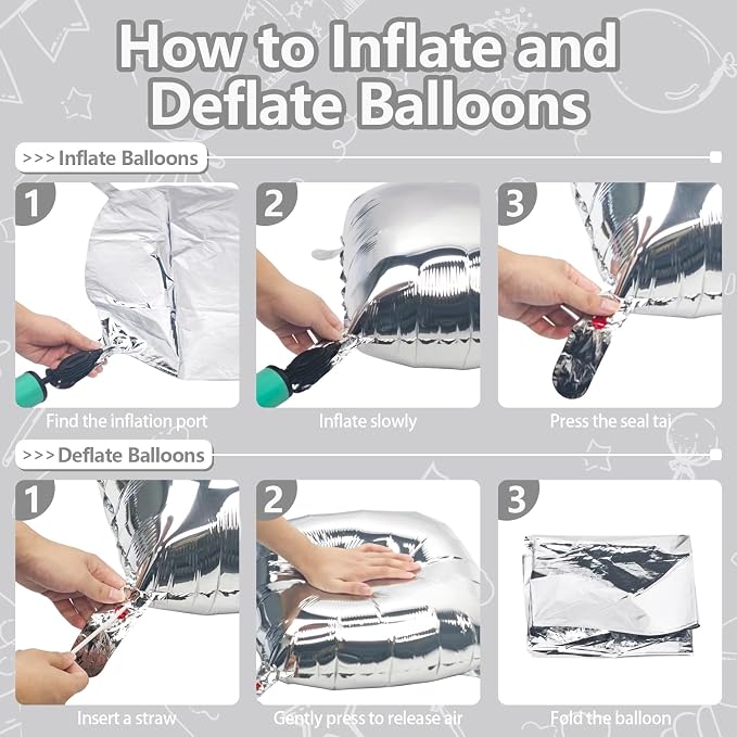 NISOCY 36PCS Metallic Silver Square Foil Balloons Wall Backdrop | Double Sided - Image 3