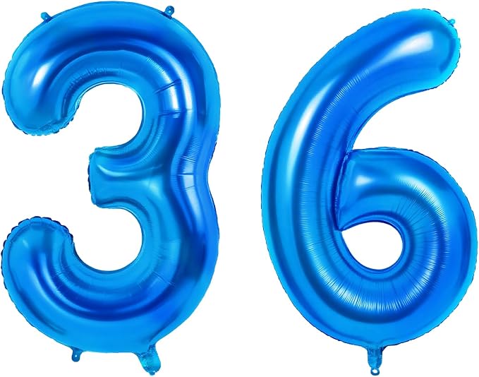 Number 36 Balloons for 36th Birthday Party Decorations, 0-100 Large No.36 by Joycard