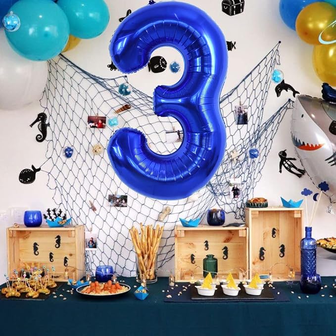 TONIFUL 40 Inch Navy Blue Number 3 Balloons Large Foil 3rd Birthday Decor | - Image 3