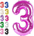 Rosy Purple Number 3 Balloon 40 inch, 3rd Birthday Party Balloons Decoration | by Upgesy