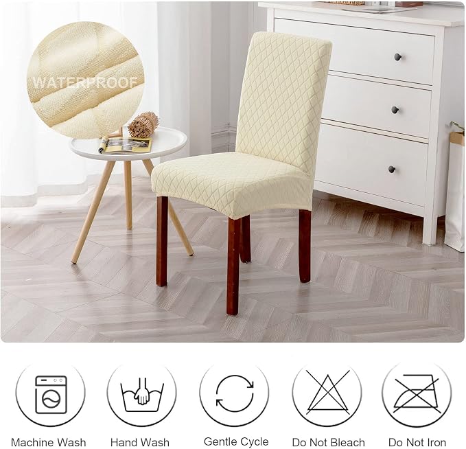 Waterproof Dining Chair Covers Set of 2 Parsons Chair Slipcovers | Double - Image 7