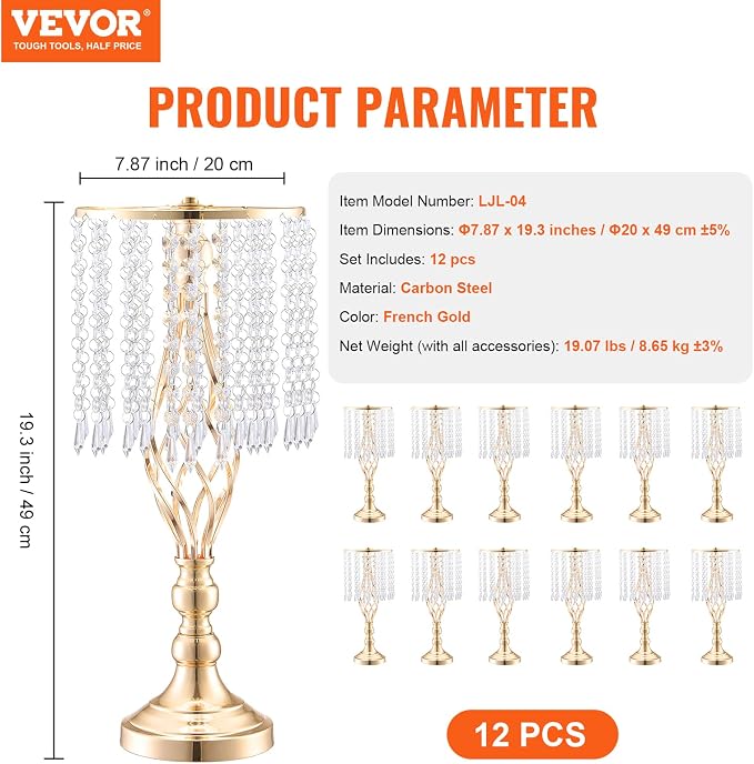 VEVOR Metal Wedding Centerpiece Gold - Image 7