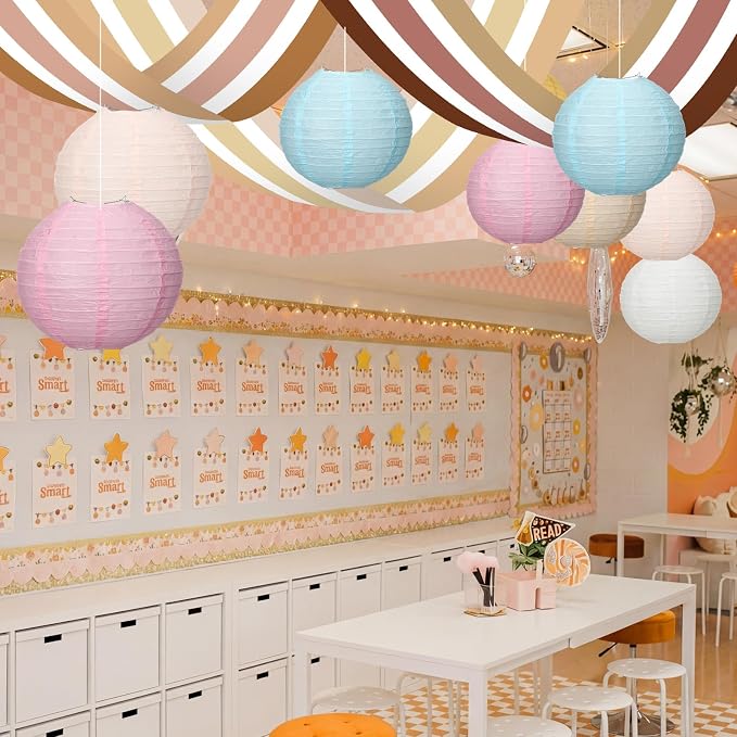 11 Pcs Boho Classroom Ceiling Decor Include 12 x 2 ft Fluorescent Light Covers - Image 6