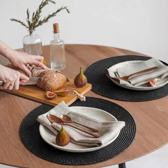FunWheat Round Braided Placemats Set of 6 Place Mats - Image 6