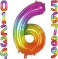 Rainbow Number 6 Balloon 40 Inch, Big Large Foil Number Balloons, Gradient by AIQINHU