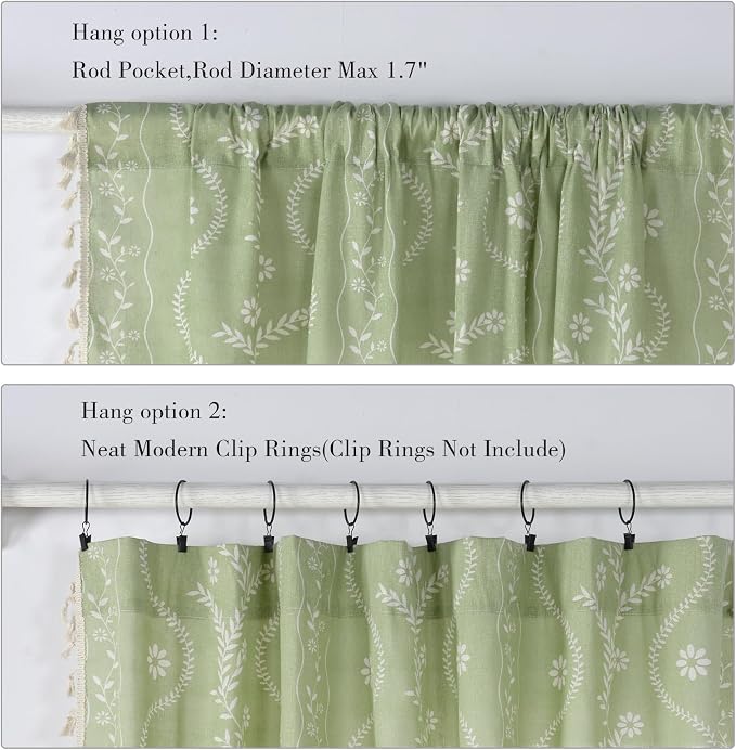 Schweek Sage Green Boho Curtains 84 Inches Length 2 Panels - Image 6