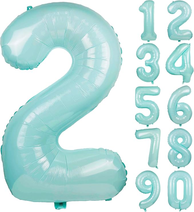 Macaron Blue Number 2 Balloon 40in Large Helium Foil Polyester Film Balloon | by Exquisitehighqualitypartydecorationstomeetyoureveryneed%EF%BC%81