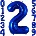 Navy Blue 2 Balloon Number, 40 Inch Number 2 Balloon Big Dark Blue 2 Foil Mylar by BBPOOL
