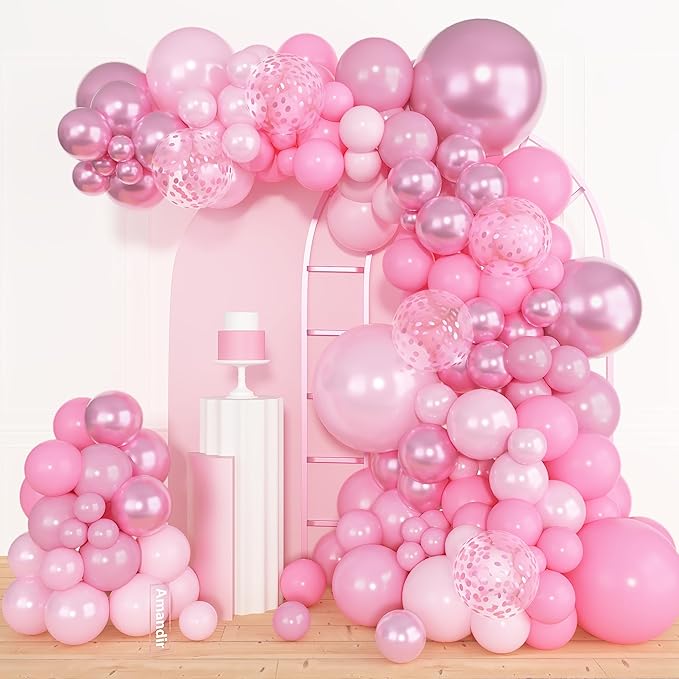 Amandir 153pcs Pastel Light Pink Balloon Garland Arch Kit Different Sizes | 18 by Amandir