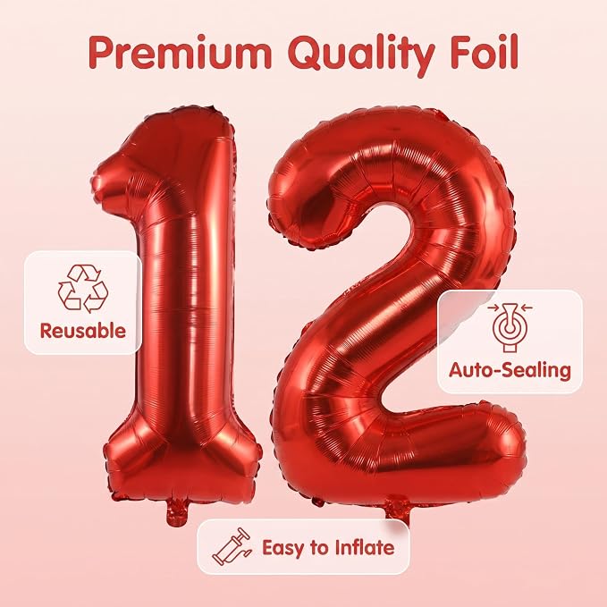 Number 12 Balloon Foil Mylar Balloons - Image 5