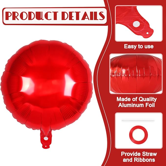 20 Pcs Colorful Round Balloons, 18 Inch Round Shaped Foil Balloon, Giant Circle - Image 6