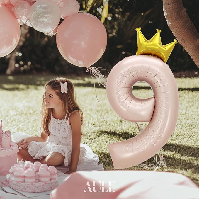 AULE 40 Inch Big Pink 9 Balloon Number - Image 5