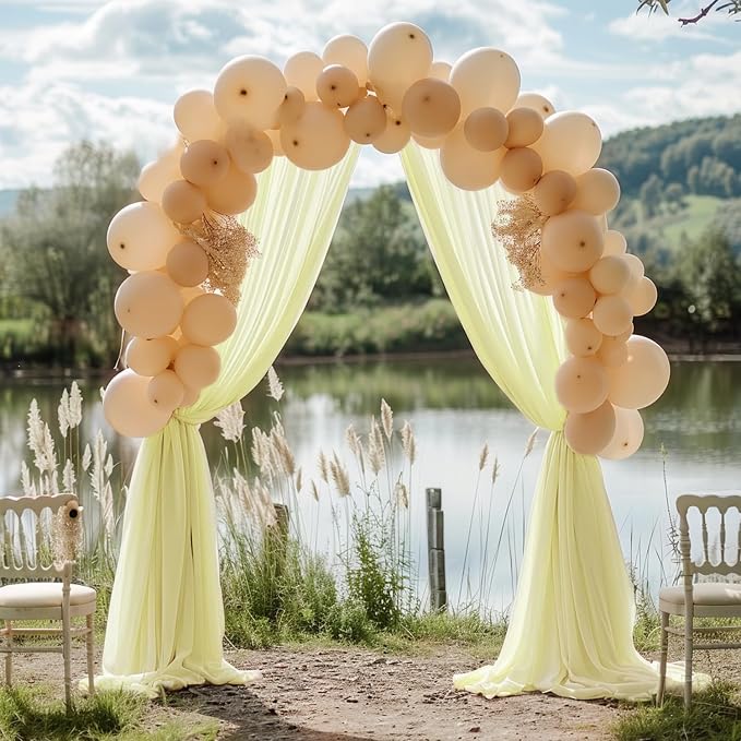 Beige Wedding Arch Draping Fabric Backdrop Drapes Sheer 28.7"x 20FT | Sheer - Image 3