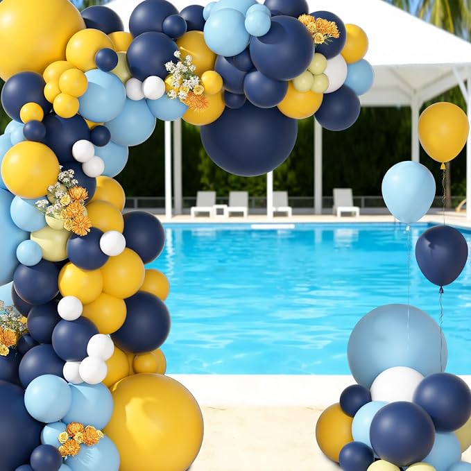 Ouddy Party 149Pcs Blue and Yellow Balloon Garland Kit 18 12 10 5 Inch | - Image 5