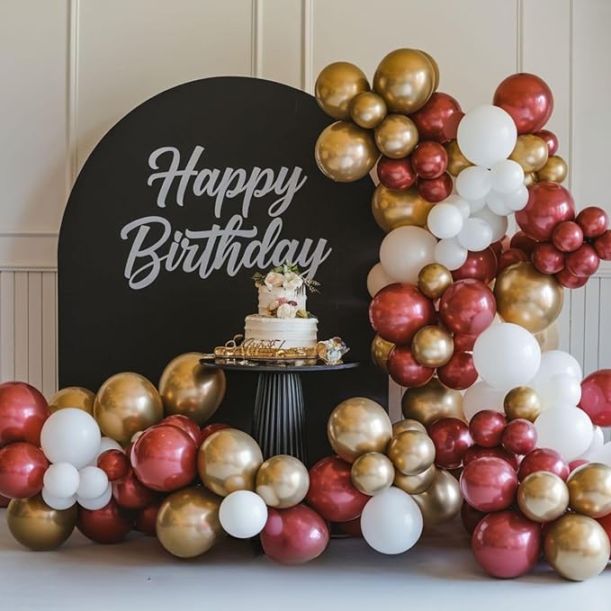 Red and Gold Balloons, 12 Inch Burgundy Gold Balloons, Maroon Balloons - Image 7