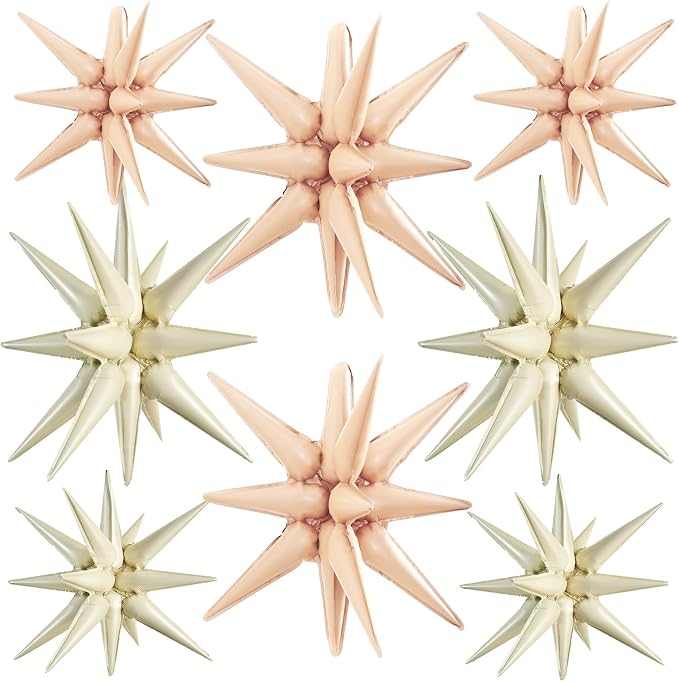 TONIFUL 8 Pcs Cream White Caramel Explosion Foil Star Balloons Party Decor | 22 by TONIFUL